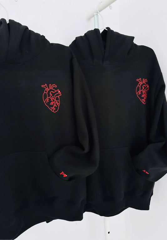 2 Pack : Cardiac Heart Black Couple Hoodies