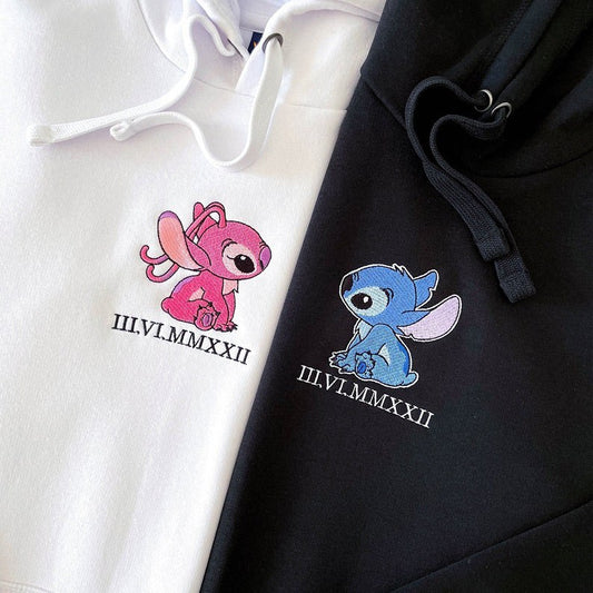 Dino Couple Embroidery Hoodies