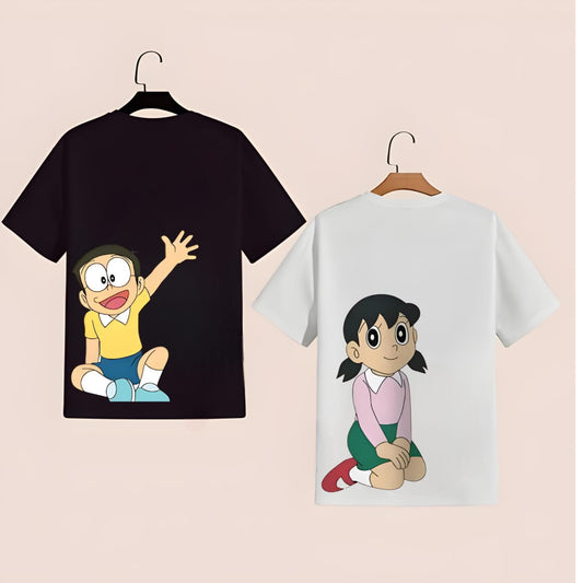 2 Pack : Nobita & Shizuka Black & White Couple T-Shirt